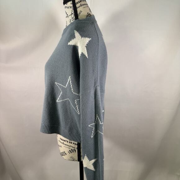 Moon And Madison Small Blue And White‎ Long Sleeve Round Neck Sweater with Stars - Picture 2 of 7